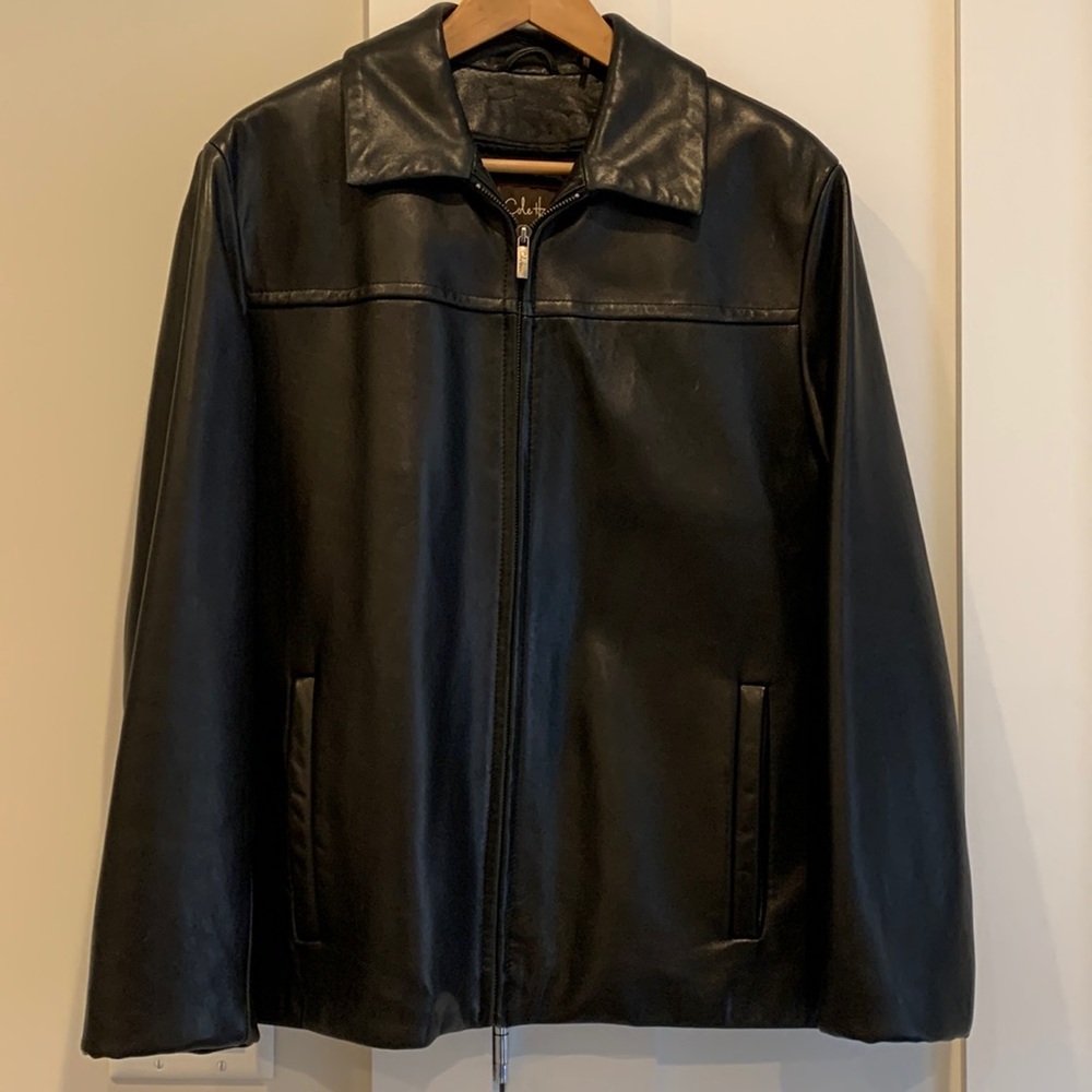Cole Haan lambskin full zip jacket